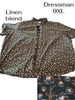 Floral Casual Button Down linen blend 9XL